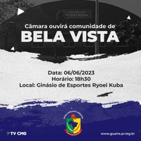 ATENÇÃO COMUNIDADE DE BELA VISTA, A CÂMARA ESTÁ CHEGANDO!