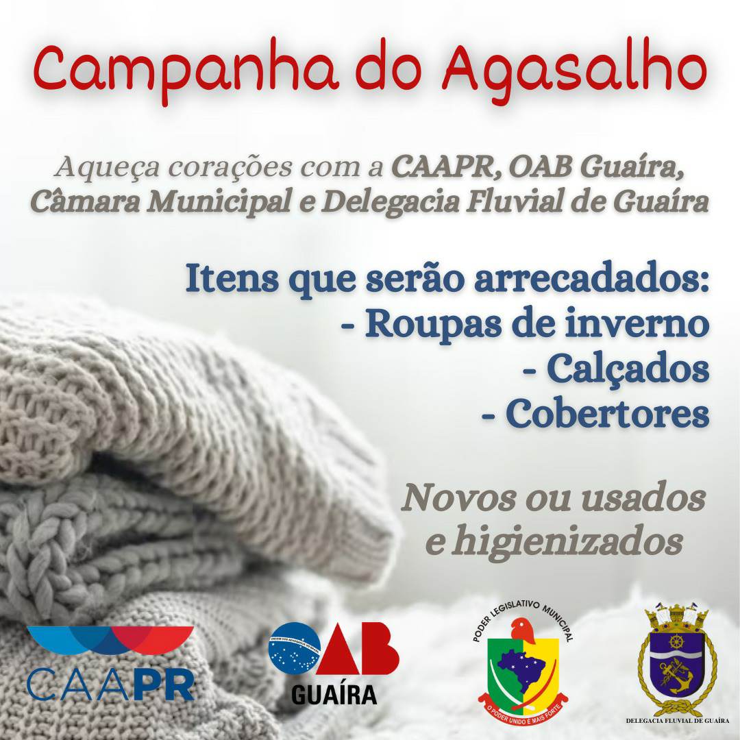 CÂMARA TEM PONTO DE COLETA PARA  A CAMPANHA DO AGASALHO 2023