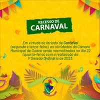 CARNAVAL: CÂMARA ALTERA HORÁRIO DE ATENDIMENTO AO PÚBLICO