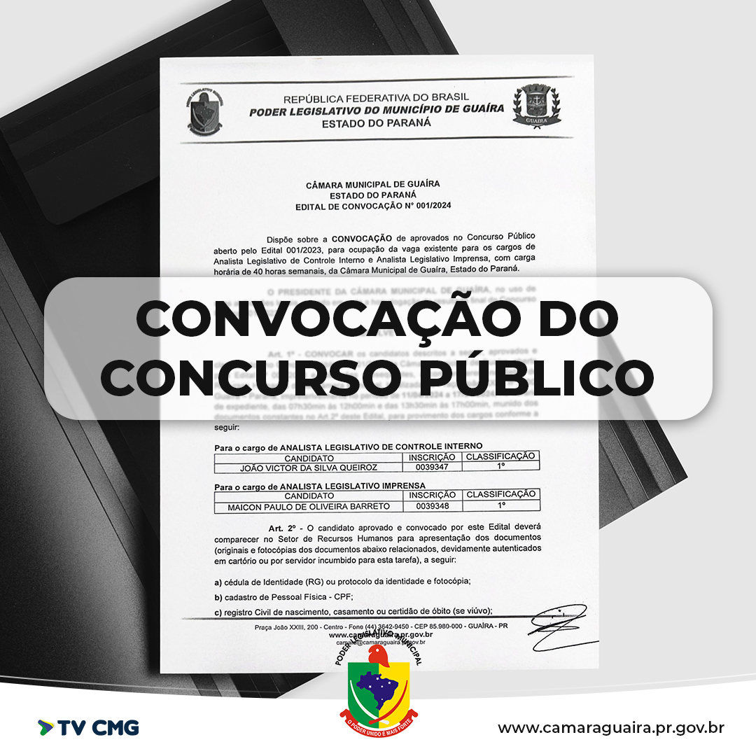 CONCURSO CMG: ADMISSÃO DE PROFISSIONAIS DE IMPRENSA E DE CONTROLE INTERNO