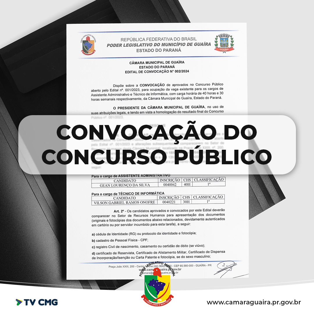 CONCURSO CMG: ASSISTENTE ADMINISTRATIVO E TÉCNICO DE INFORMÁTICA JÁ ESTÃO SENDO CONVOCADOS