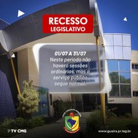 LEGISLATIVO GUAIRENSE ENTRA EM RECESSO PARLAMENTAR; ATENDIMENTO SEGUE NORMAL